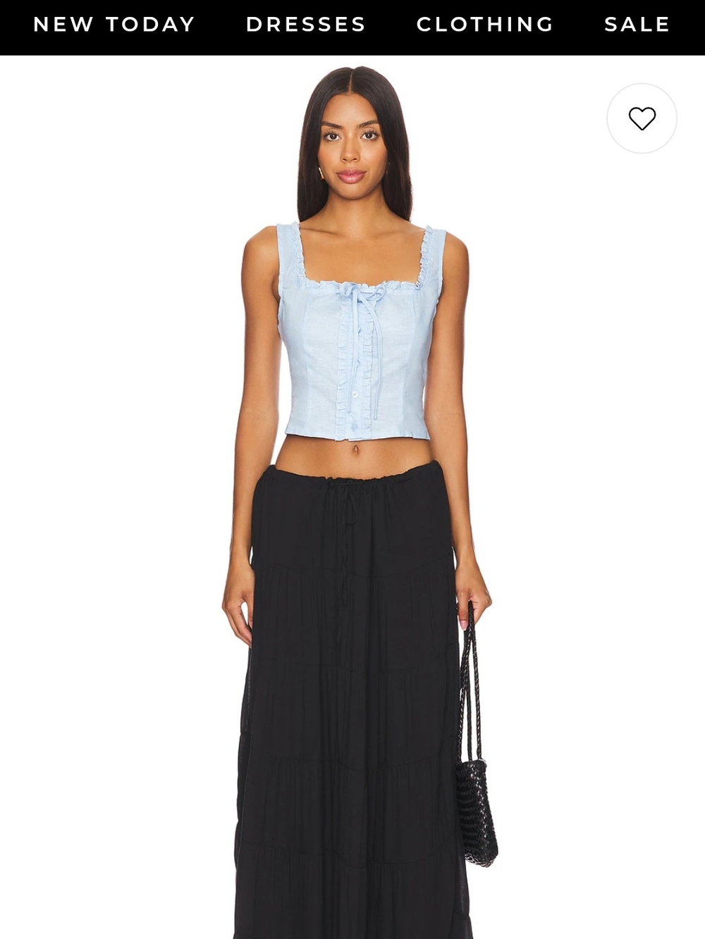 Light Blue Ruffled Denim Crop Top